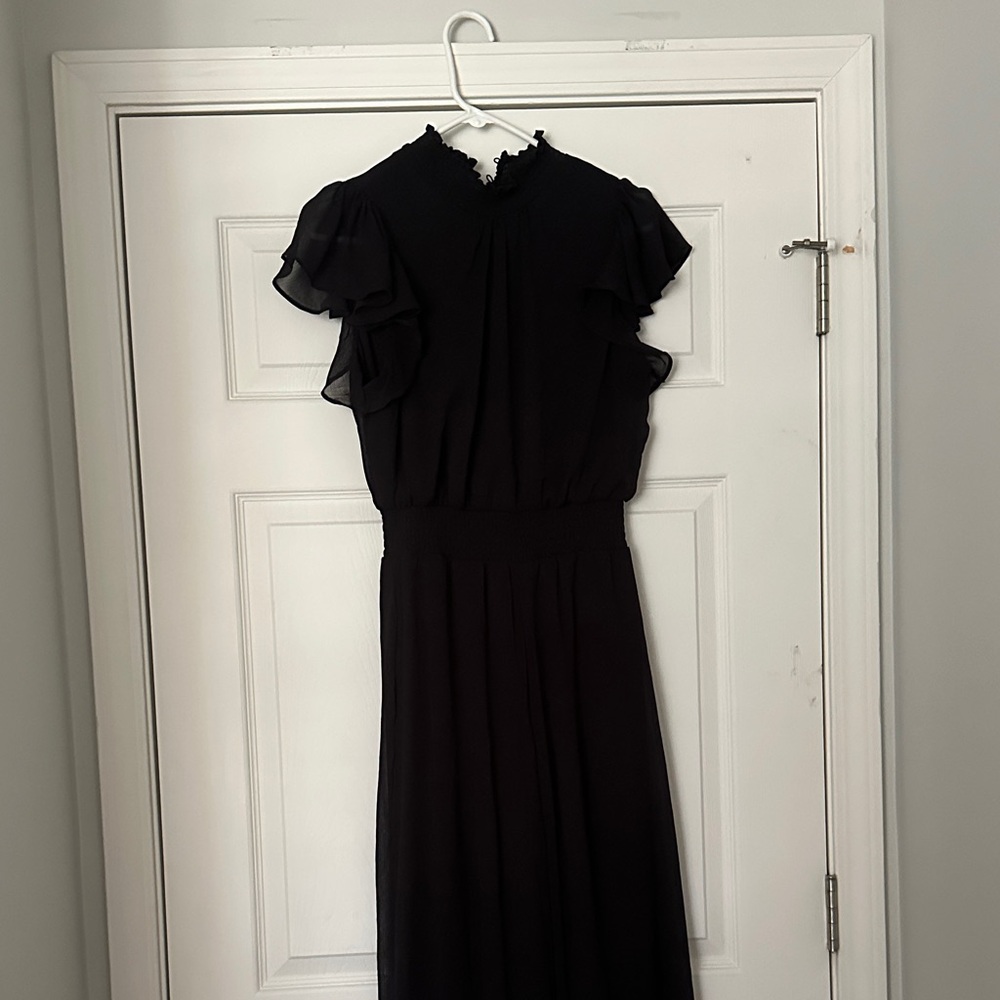 Elegant Black Ruffle Sleeve Jumpsuit